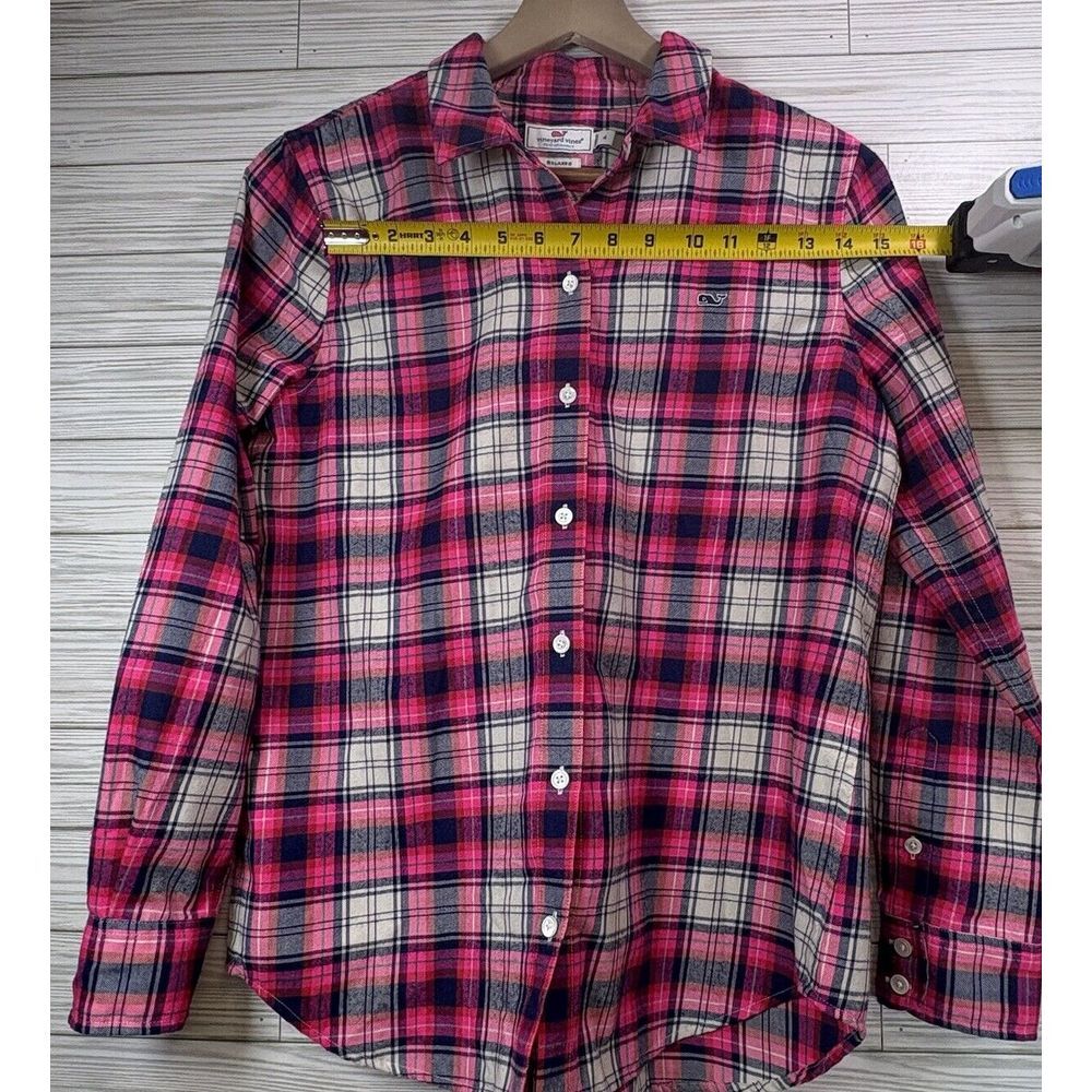 Vineyard Vines Performance Relaxed Fit Button Front Blouse Pink Plaid Size‎ 4 - Picture 7 of 7